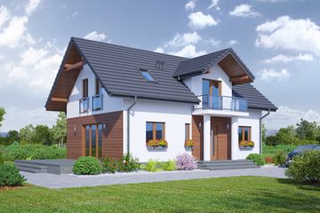  Projekt domu Miłkowice m1 (KRP2036) - projekt domu parterowego z poddaszem - Zdjęcie 1