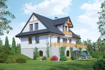  Projekt domu Jaworzynka średnia 9 (KRP2039) - projekt domu parterowego z poddaszem - Zdjęcie 2