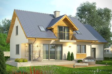  Projekt domu Kasztan (WRN1366) - projekt domu parterowego z poddaszem - Zdjęcie 1