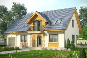  Projekt domu Kasztan (WRN1366) - projekt domu parterowego z poddaszem - Zdjęcie 2