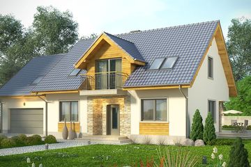  Projekt domu Kasztan 2G (WRN1367) - projekt domu parterowego z poddaszem - Zdjęcie 2