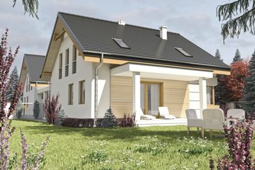  Projekt domu Nowinka II z garażem i wiatą bliźniak [A1-BL1] (WRF1685) - projekt domu parterowego z poddaszem - Zdjęcie 2