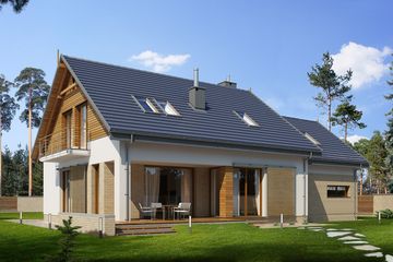  Projekt domu E-195 (WAX1100) - projekt domu parterowego z poddaszem - Zdjęcie 2