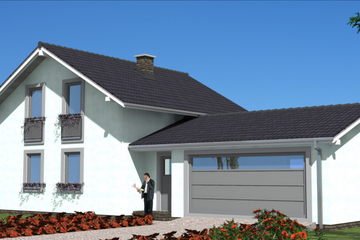 Projekt domu A-142 Dom lawendowa - szkieletowy - parterowy z poddaszem dom o powierzchni 115,30 m², dach dwuspadowy - ujęcie 3