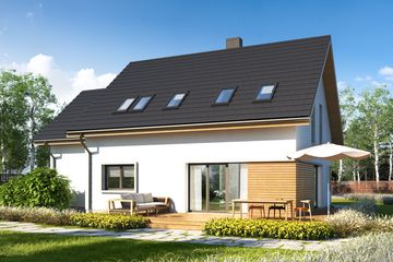 Projekt domu Eco 11 - parterowy z poddaszem dom o powierzchni 130,44 m², dach dwuspadowy - ujęcie 2