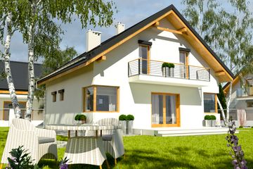 Projekt domu Nowinka IV z garażem 1-st. [A] - parterowy z poddaszem dom o powierzchni 105,30 m², dach dwuspadowy - ujęcie 2