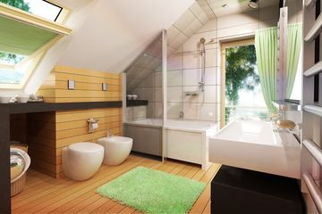 Projekt domu Nowinka IV z garażem 1-st. [A] - parterowy z poddaszem dom o powierzchni 105,30 m², dach dwuspadowy - ujęcie 4