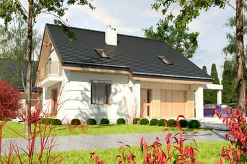  Projekt domu Nowinka III z garażem i wiatą [A1] (WRF1688) - projekt domu parterowego z poddaszem - Zdjęcie 1