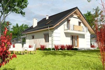  Projekt domu Nowinka III z garażem i wiatą [A1] (WRF1688) - projekt domu parterowego z poddaszem - Zdjęcie 2