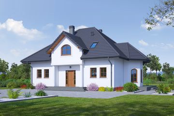  Projekt domu Zarzecze średnie 3 (KRP2051) - projekt domu parterowego z poddaszem - Zdjęcie 1