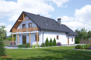 Projekt domu Osiek 15n - parterowy z poddaszem dom o powierzchni 146,20 m², dach dwuspadowy - ujęcie 2