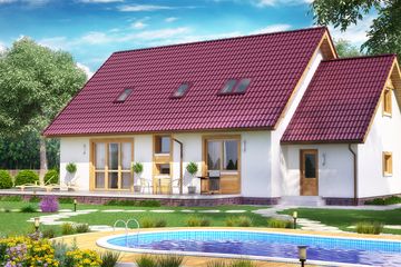  Projekt domu BW-48 wariant 1 (JGC1160) - projekt domu parterowego z poddaszem - Zdjęcie 2