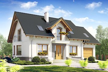  Projekt domu Dla Ciebie 1 z garażem 1-st. [A] (WRF1706) - projekt domu parterowego z poddaszem - Zdjęcie 1