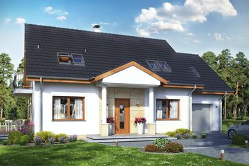  Projekt domu Sowa 13 z garażem (WRL1038) - projekt domu parterowego z poddaszem - Zdjęcie 1