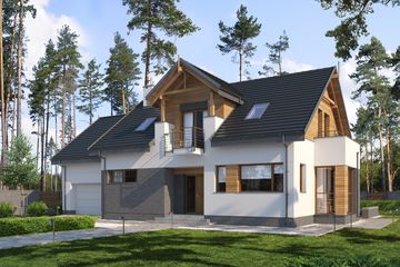  Projekt domu E-197 (WAX1103) - projekt domu parterowego z poddaszem - Zdjęcie 1