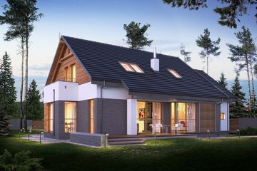  Projekt domu E-197 (WAX1103) - projekt domu parterowego z poddaszem - Zdjęcie 2