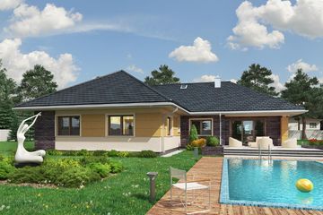Projekt domu Tymoteusz (1587) - parterowy dom o powierzchni 142,50 m², dach czterospadowy - ujęcie 2