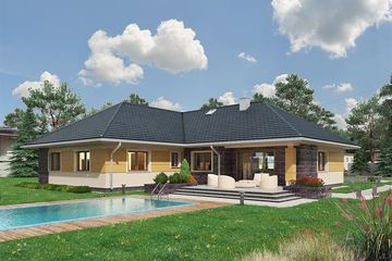 Projekt domu Tymoteusz (1587) - parterowy dom o powierzchni 142,50 m², dach czterospadowy - ujęcie 6