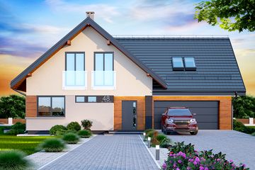  Projekt domu Noelia Modern 2M (WOK1074) - projekt domu parterowego z poddaszem - Zdjęcie 1