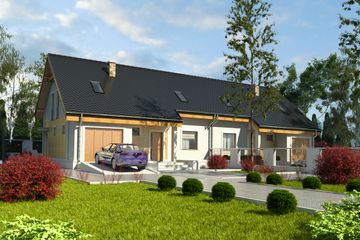  Projekt domu Alka II z garażem 1-st. bliźniak [A-BL2] (WRF1722) - projekt domu parterowego z poddaszem - Zdjęcie 1