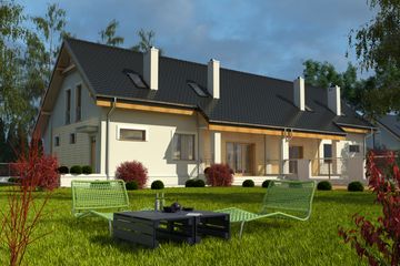  Projekt domu Alka II z garażem 1-st. bliźniak [A-BL2] (WRF1722) - projekt domu parterowego z poddaszem - Zdjęcie 2