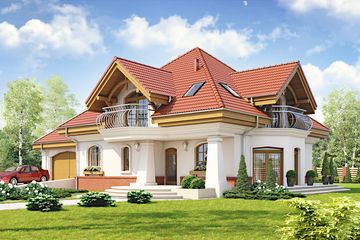  Projekt domu Dzierlatka III styl z garażem 2-st. [A] (WRF1728) - projekt domu parterowego z poddaszem - Zdjęcie 3