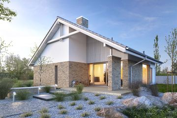  Projekt domu Ciekawy 2A (WAW1087) - projekt domu parterowego z poddaszem - Zdjęcie 1