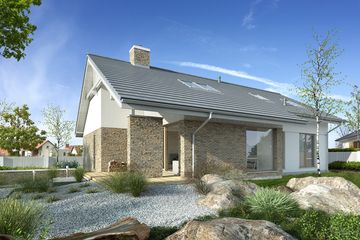  Projekt domu Ciekawy 2A (WAW1087) - projekt domu parterowego z poddaszem - Zdjęcie 2