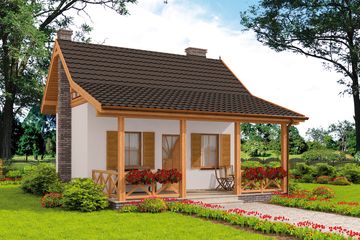 Projekt domu letniskowego Bari dom letniskowy z poddaszem szkielet drewniany (SLN2415) - projekt domu parterowego z poddaszem - Zdjęcie 1