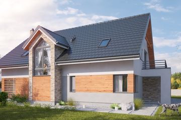  Projekt domu Rigidus I G2 (SLS1093) - projekt domu parterowego z poddaszem - Zdjęcie 2