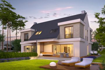  Projekt domu Oliwier z wiatą (bliźniak) (WRC2662) - projekt domu parterowego z poddaszem - Zdjęcie 1