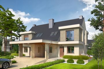  Projekt domu Oliwier z wiatą (bliźniak) (WRC2662) - projekt domu parterowego z poddaszem - Zdjęcie 2