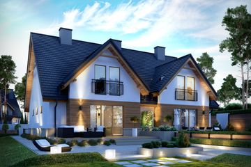 Projekt domu Sambor G1 (bliźniak) - parterowy z poddaszem dom o powierzchni 111,49 m², dach dwuspadowy - ujęcie 4