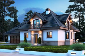  Projekt domu Śnieżka K 2G (BSB1125) - projekt domu parterowego z poddaszem - Zdjęcie 1