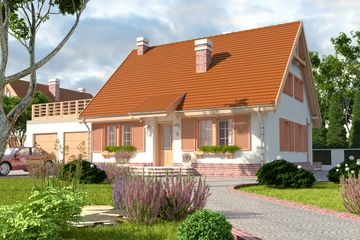  Projekt domu Bażant II z garażem 2-st. [A1] (WRF1730) - projekt domu parterowego z poddaszem - Zdjęcie 1