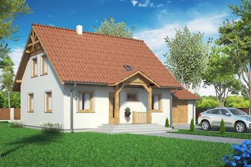  Projekt domu Domek Ciepły z garażem 16-05 (012 ES 16-05) (SLF1100) - projekt domu parterowego z poddaszem - Zdjęcie 1