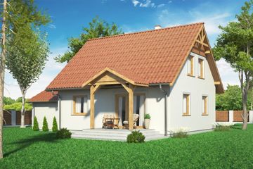  Projekt domu Domek Ciepły z garażem 16-05 (012 ES 16-05) (SLF1100) - projekt domu parterowego z poddaszem - Zdjęcie 2