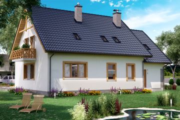  Projekt domu BW-46 z frontem południowym (JGC1166) - projekt domu parterowego z poddaszem - Zdjęcie 2