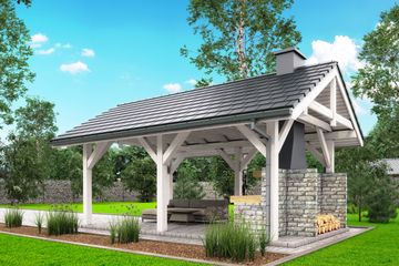  Projekt altany A1 - altana ogrodowa z grillem (BBH1000) - projekt altany parterowego - Zdjęcie 3