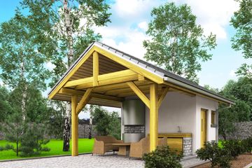 Projekt altany A3 - altana ogrodowa z grillem (BBH1002) - projekt altany parterowego - Zdjęcie 2