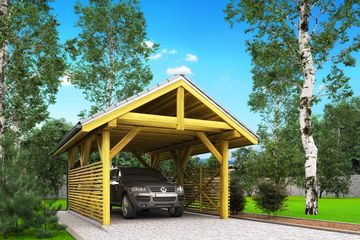  Projekt wiaty garażowej W2 - wiata garażowa (BBH1017) - projekt wiaty parterowego - Zdjęcie 1