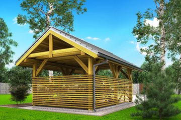  Projekt wiaty garażowej W2 - wiata garażowa (BBH1017) - projekt wiaty parterowego - Zdjęcie 4