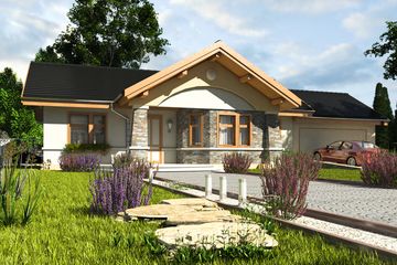  Projekt domu Skowronek z garażem 2-st. [A1] (WRF1737) - projekt domu parterowego - Zdjęcie 1