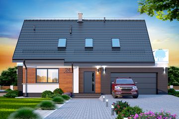  Projekt domu Marsala 2M z wykuszem (WOK1076) - projekt domu parterowego z poddaszem - Zdjęcie 2