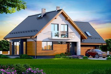  Projekt domu Noelia BIS 2M z wykuszem (WOK1078) - projekt domu parterowego z poddaszem - Zdjęcie 1