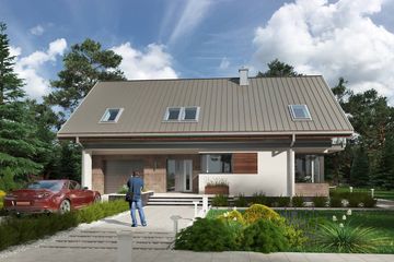  Projekt domu Rudi - murowana – ceramika (KRD2746) - projekt domu parterowego z poddaszem - Zdjęcie 1