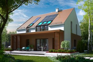  Projekt domu 2 plus 1 (WOX1000) - projekt domu parterowego z poddaszem - Zdjęcie 1