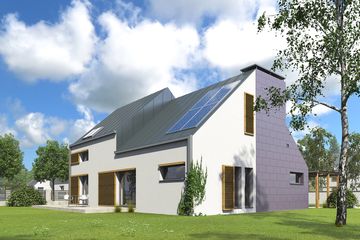  Projekt domu Z kominem (WOX1072) - projekt domu parterowego z poddaszem - Zdjęcie 1