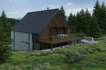  Projekt domu Z tarasem (WOX1074) - projekt domu parterowego z poddaszem - Zdjęcie 1