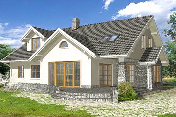  Projekt domu Golem II (WRH1214) - projekt domu parterowego z poddaszem - Zdjęcie 1